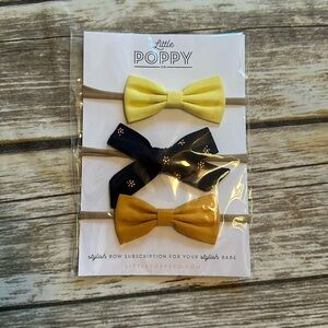 NEW Little Poppy Co Nylon Headband Bows- Yellow, Orange and Navy Floral
